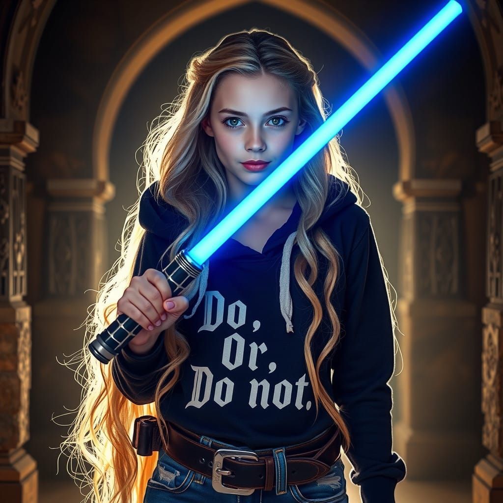 Young Jedi Rapunzel in Rembrandt Lighting