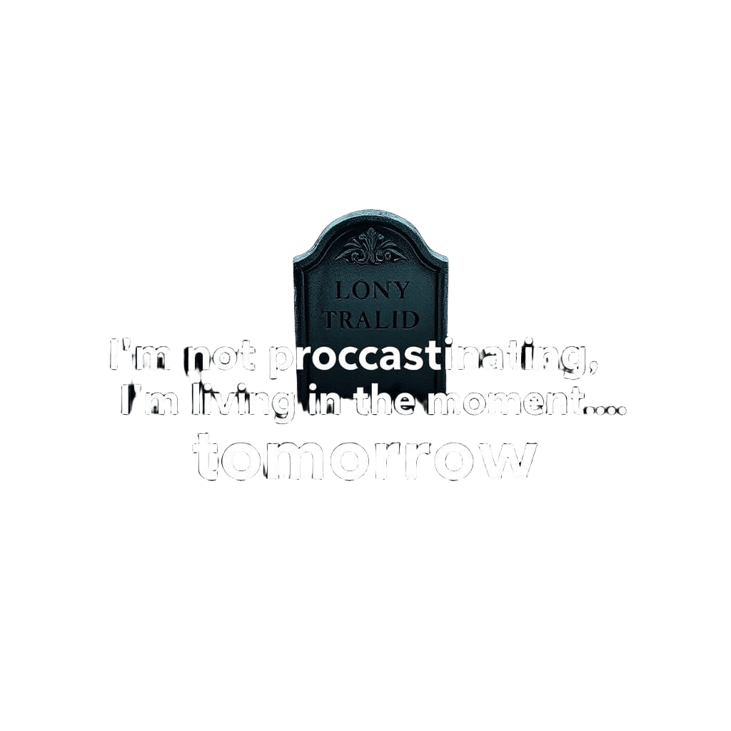 Dark Humor Vintage Design with Procrastination Quote