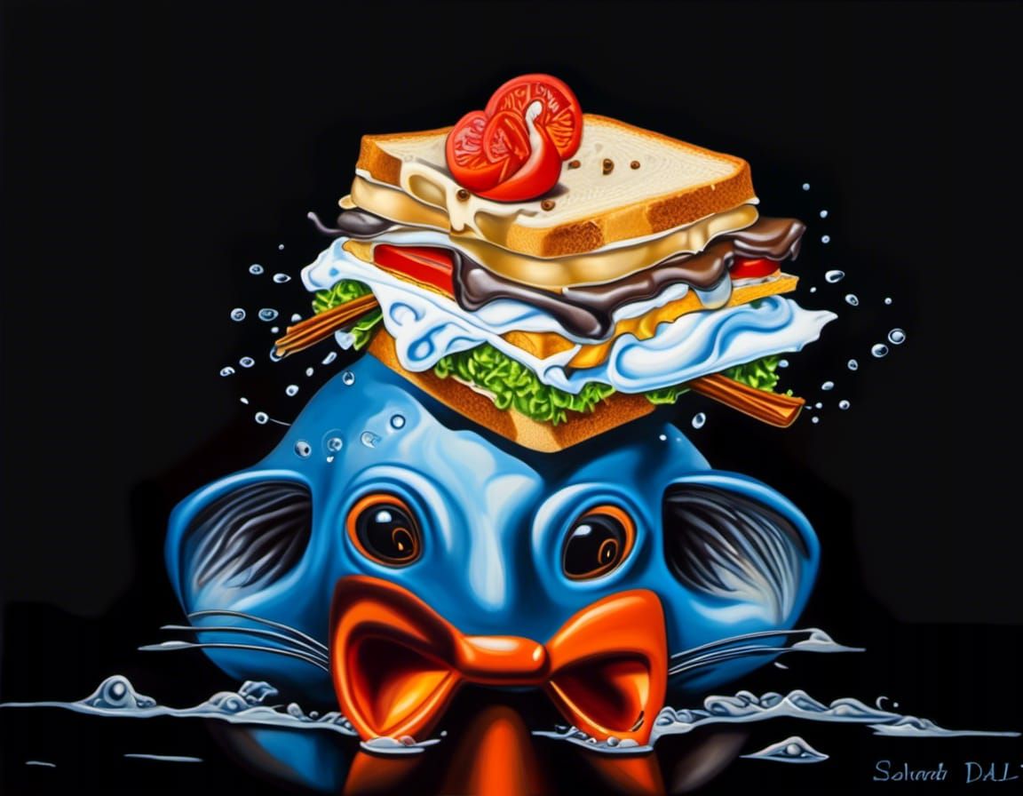 Surreal Platypus vs Penguin Club Sandwich Stand-off