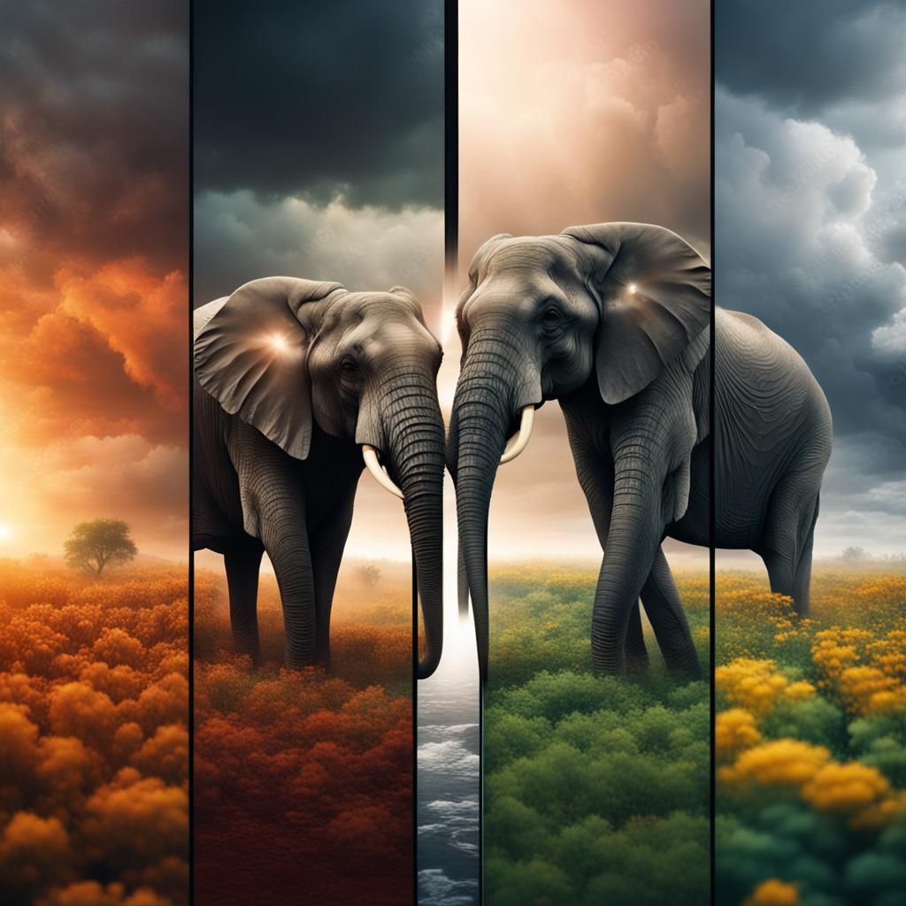 Elephant and Four Seasons: Digital Matte Painting