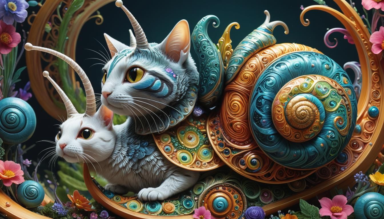 Hybrid snail and cat fusion.