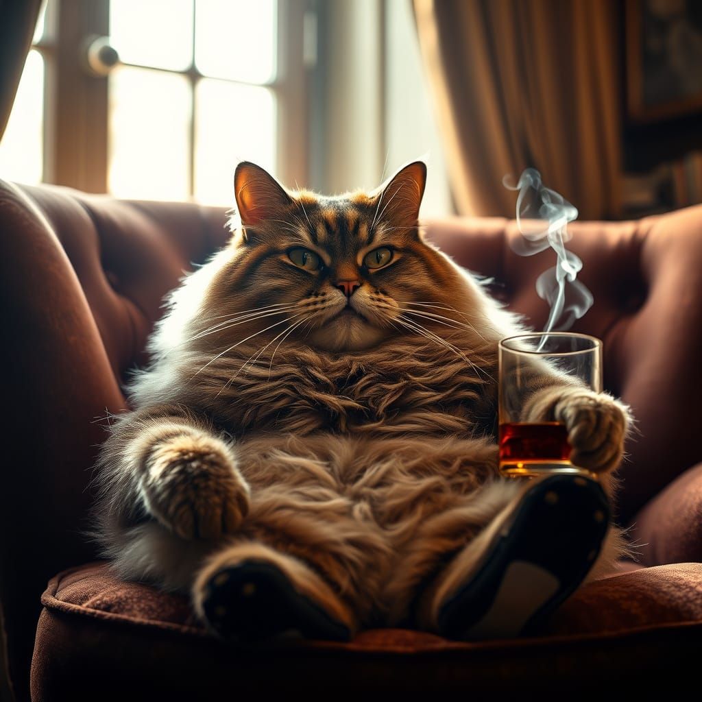 Debonair Feline Gentleman in Velvet Armchair