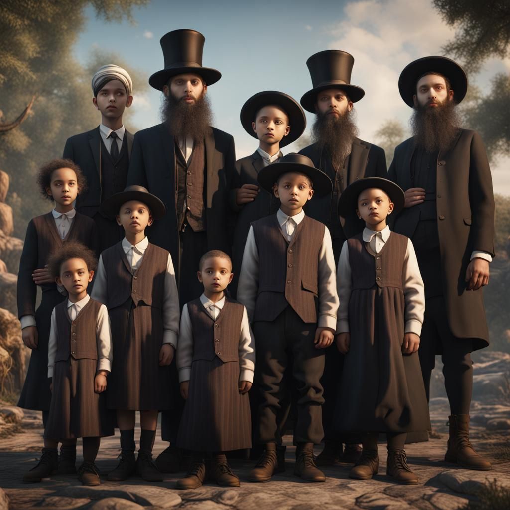 Hasidic Family Portrait in Detailed Matte Painting
