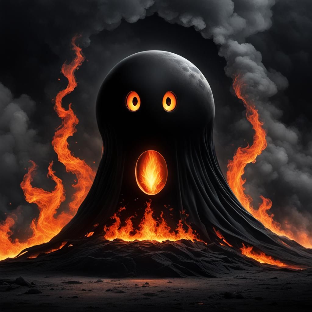 Menacing Shadow Figure with Fiery Eyes