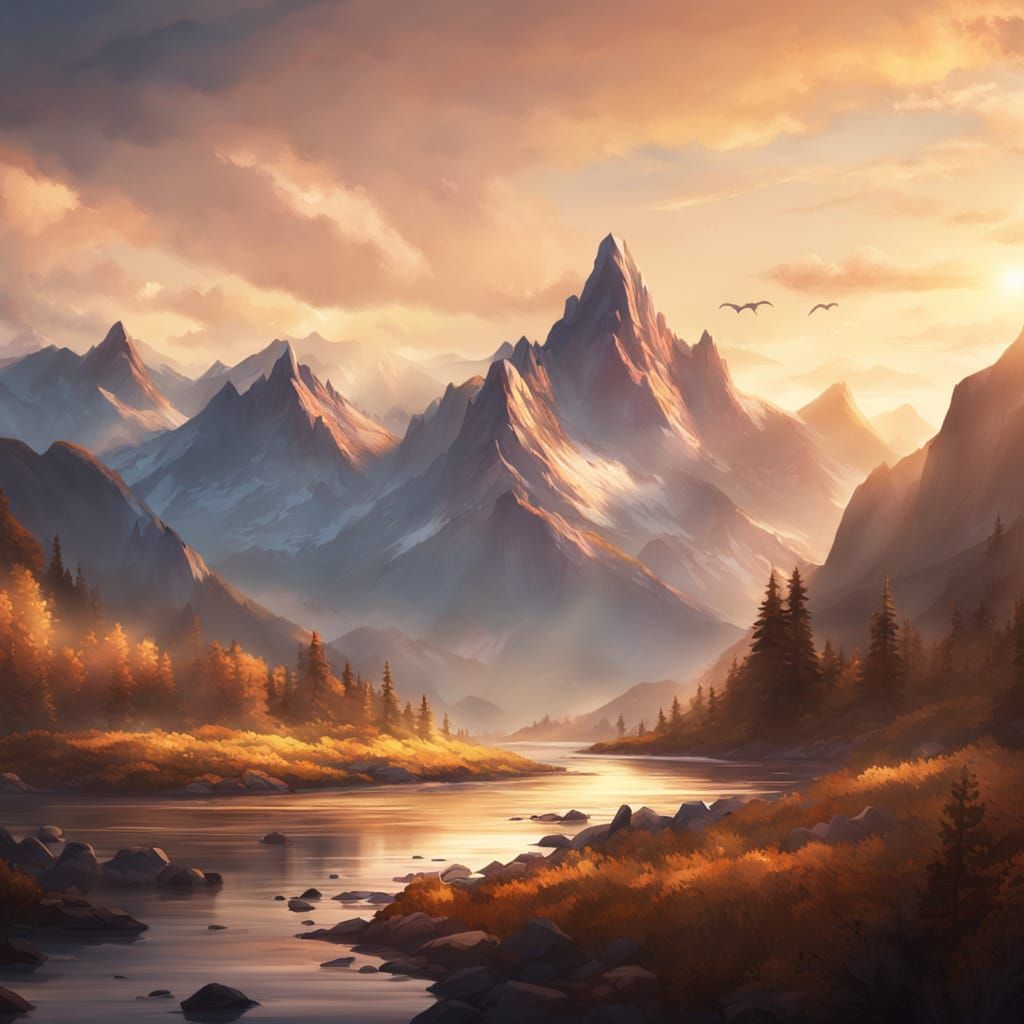 Majestic Mountains in Golden Hour Landscape Photography