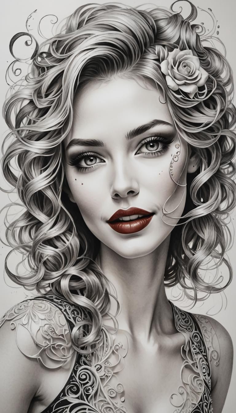 Fiery Portrait with Linear Drawing and Mobius Effect