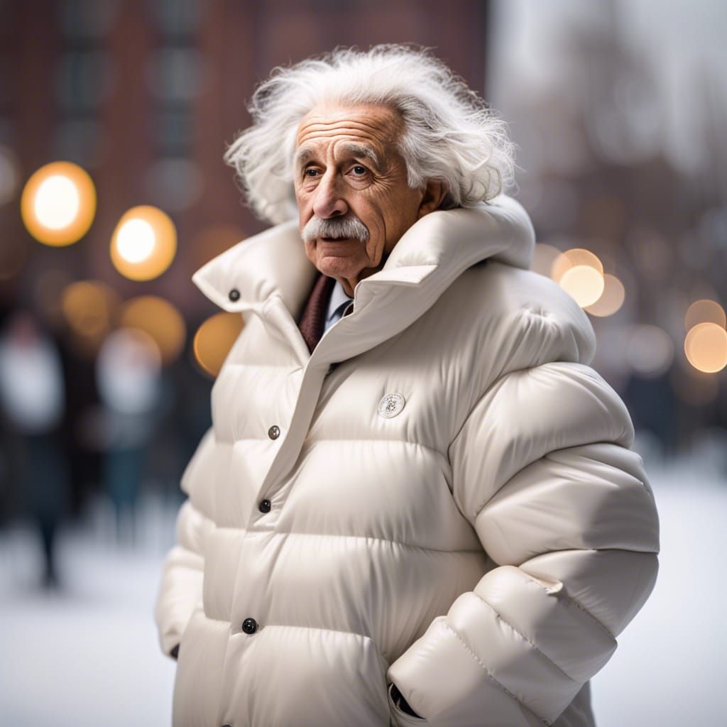Einstein in Puffy Coat: Professional Portrait