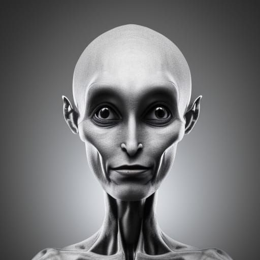 Humanoid Alien Portrait in Hyper-Realistic Style