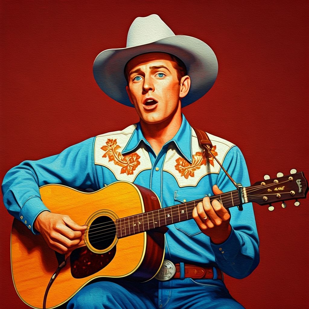 Singing Cowboy in Radio Station, Impressionistic Oil Paintin...