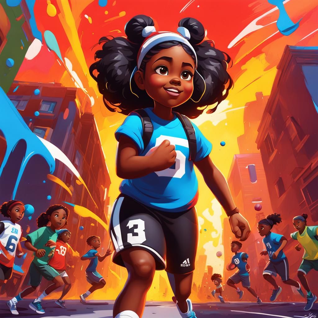 Girl Plays Football: Graffiti Art, 3D Render