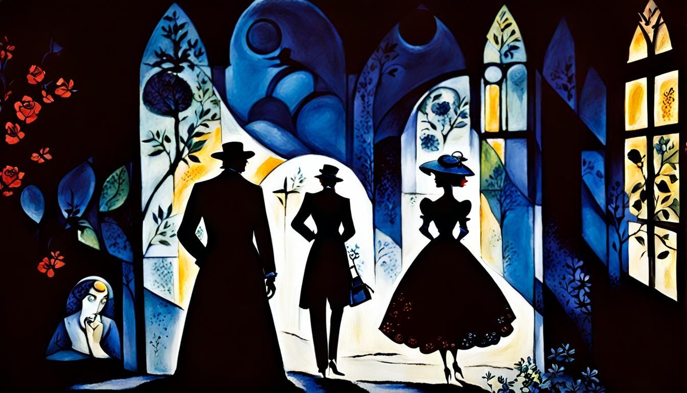 Film Noir Strangers in a Gothic Midnight Garden