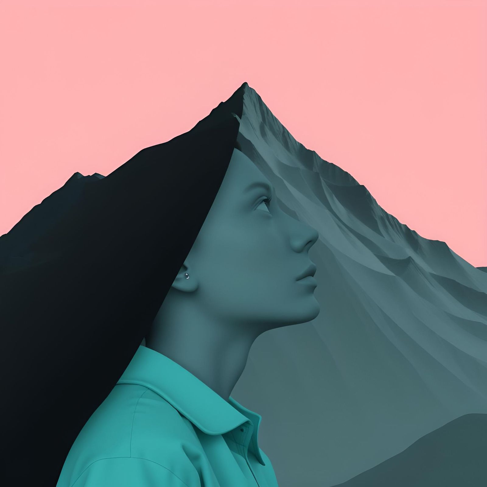 Abstract Automatism: Minimalist Figures in Surreal Colors