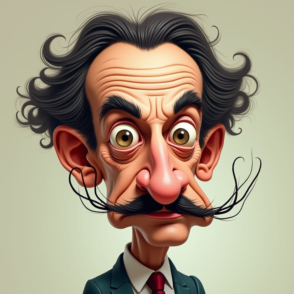 Pop Surrealist Caricature of a Man with Mustache