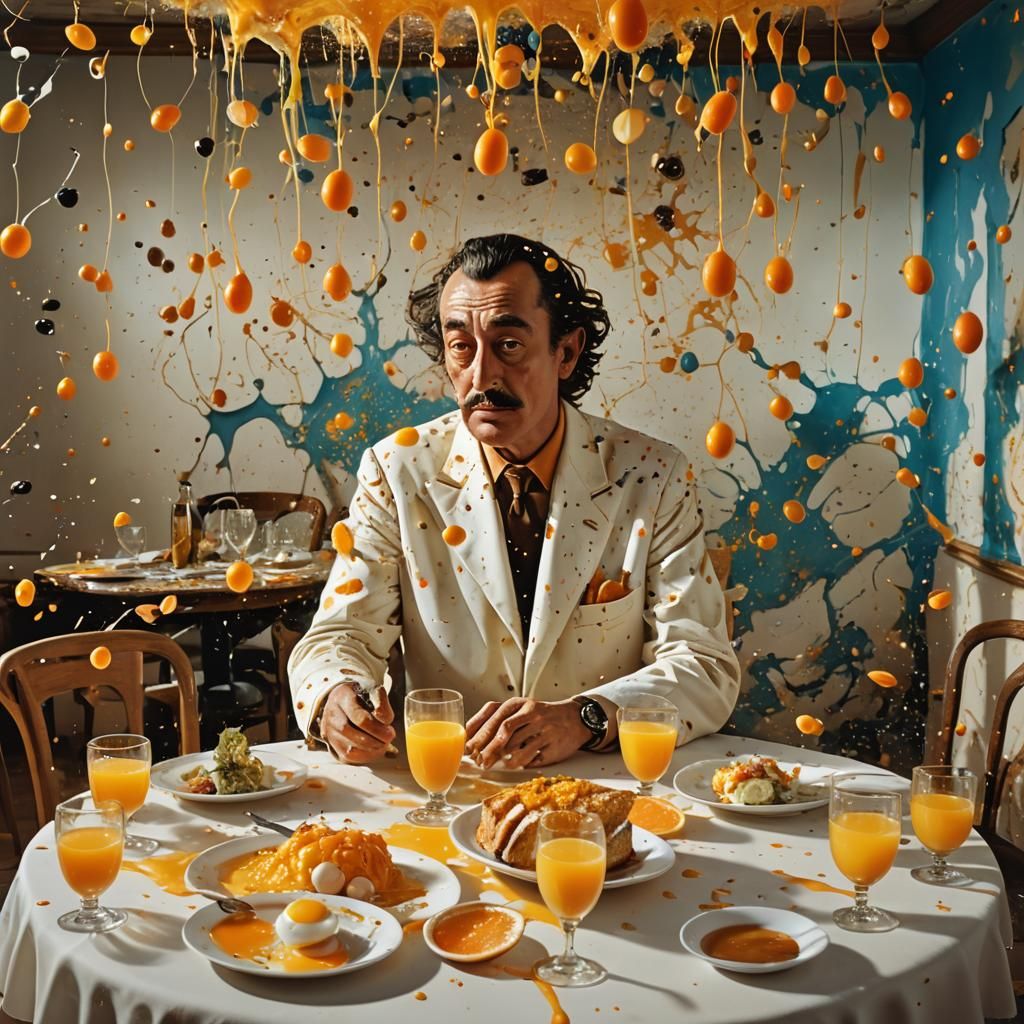 Surreal Brunch Scene in Salvador Dali Style