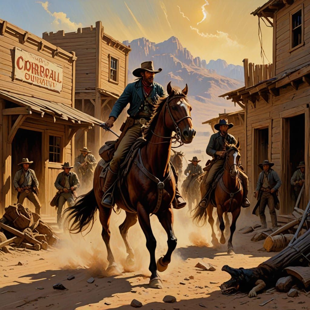 Dramatic Gunfight in the American West