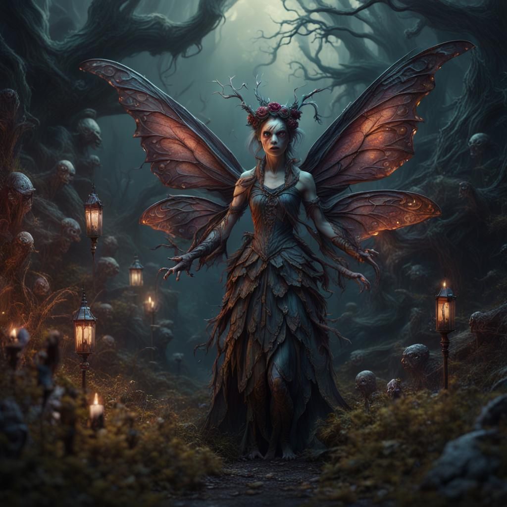 Detailed Horror Fairy Matte Painting