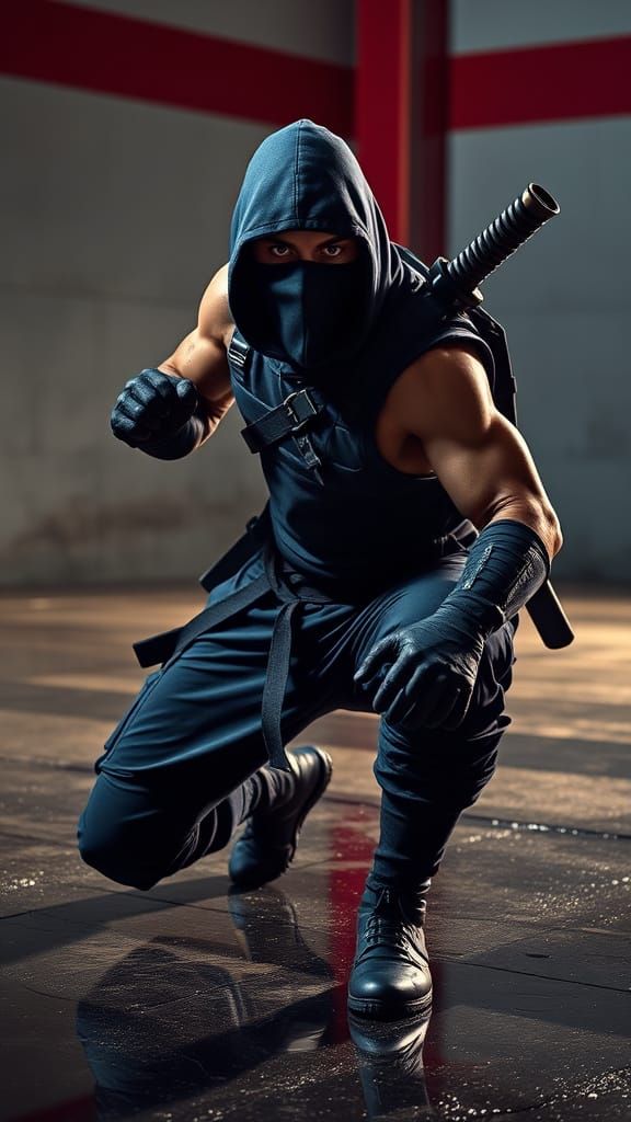 Hyperrealistic Ninja Warrior in Tactical Gear