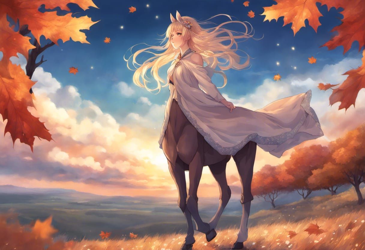 Anime Girl in Astral Autumn Landscape