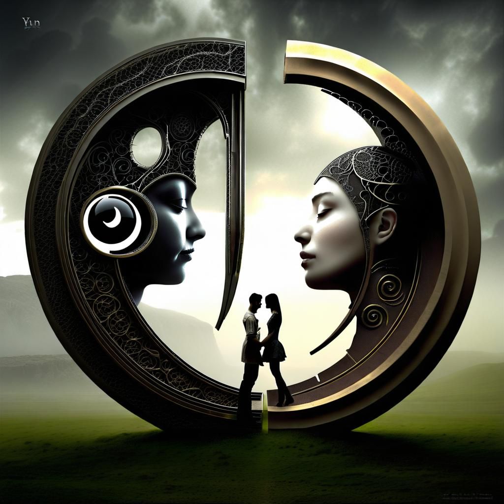 Angel and Demon Yin Yang Steampunk Photo