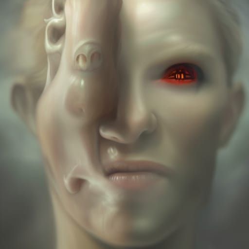 Nightmarish Portrait in Surreal Horror Style