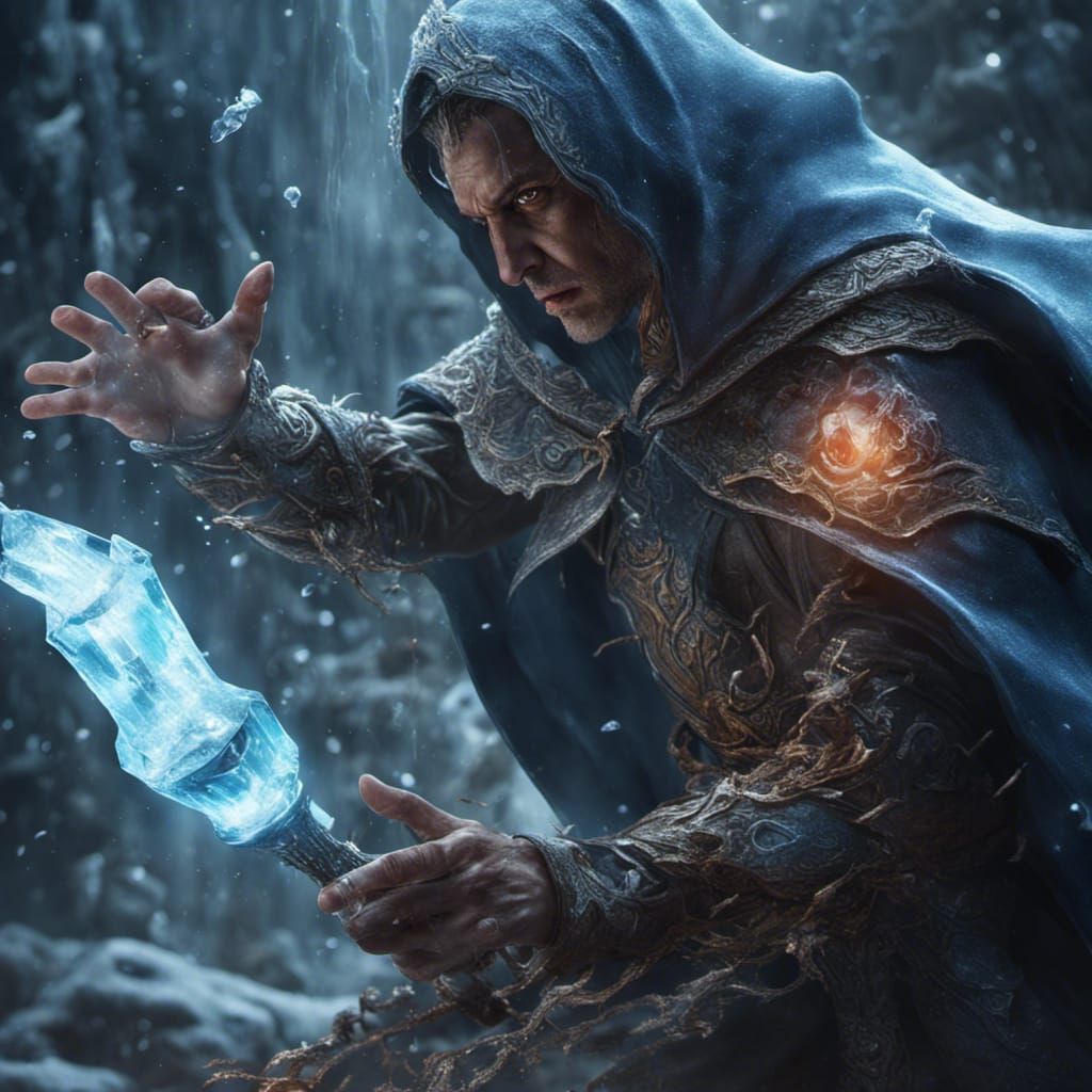 Ice Mage Battle: Detailed Matte Painting