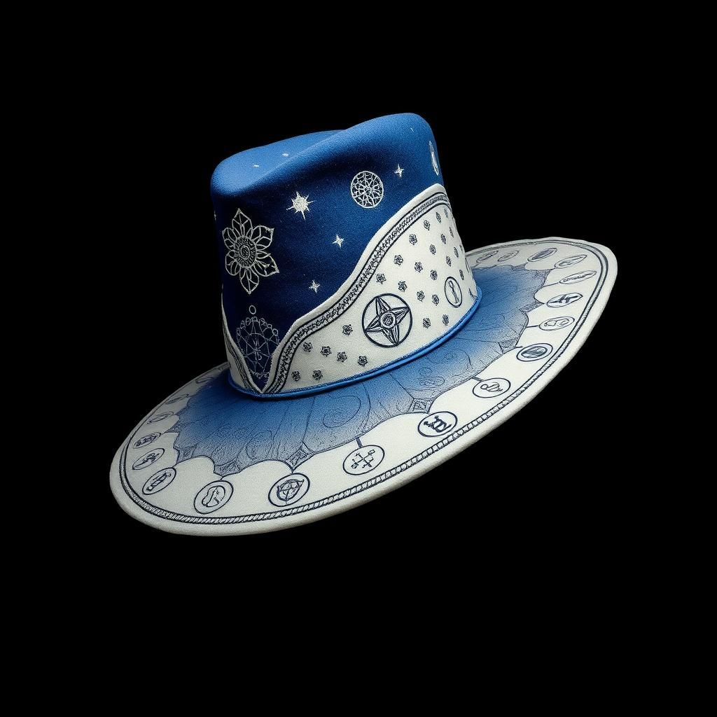 Magical Felt Hat with Mystic Symbols