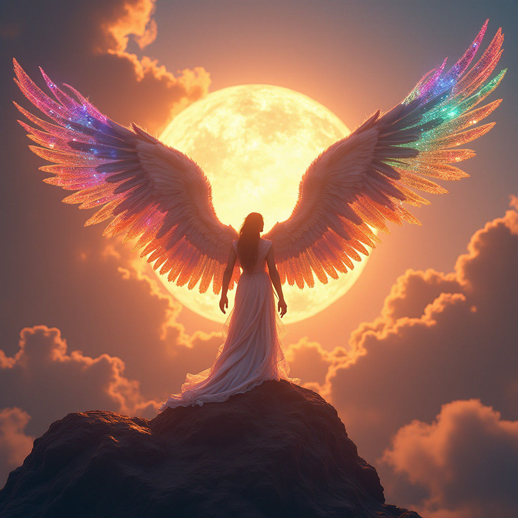 Archangel on Fire Crystal Planet, Digital Art