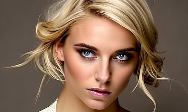 Exquisite Blonde Woman Portrait with Angular Face