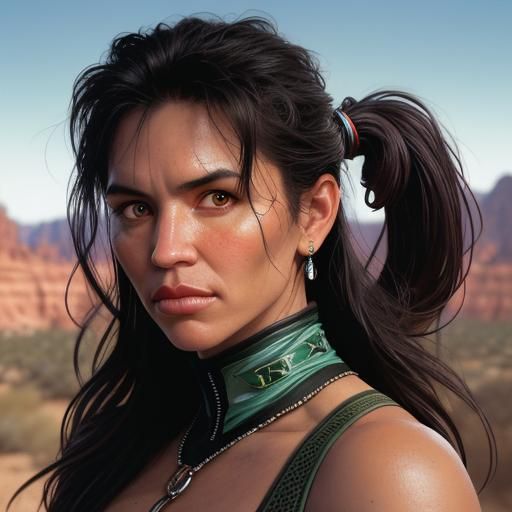 Wrestling Girl Portrait in Desert Canyon, 4K