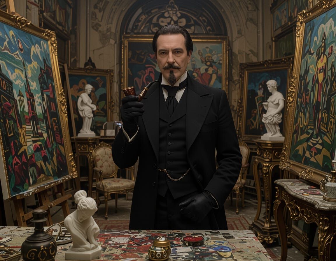 Surrealist Master Leonard Vellinor in Dim Atelier