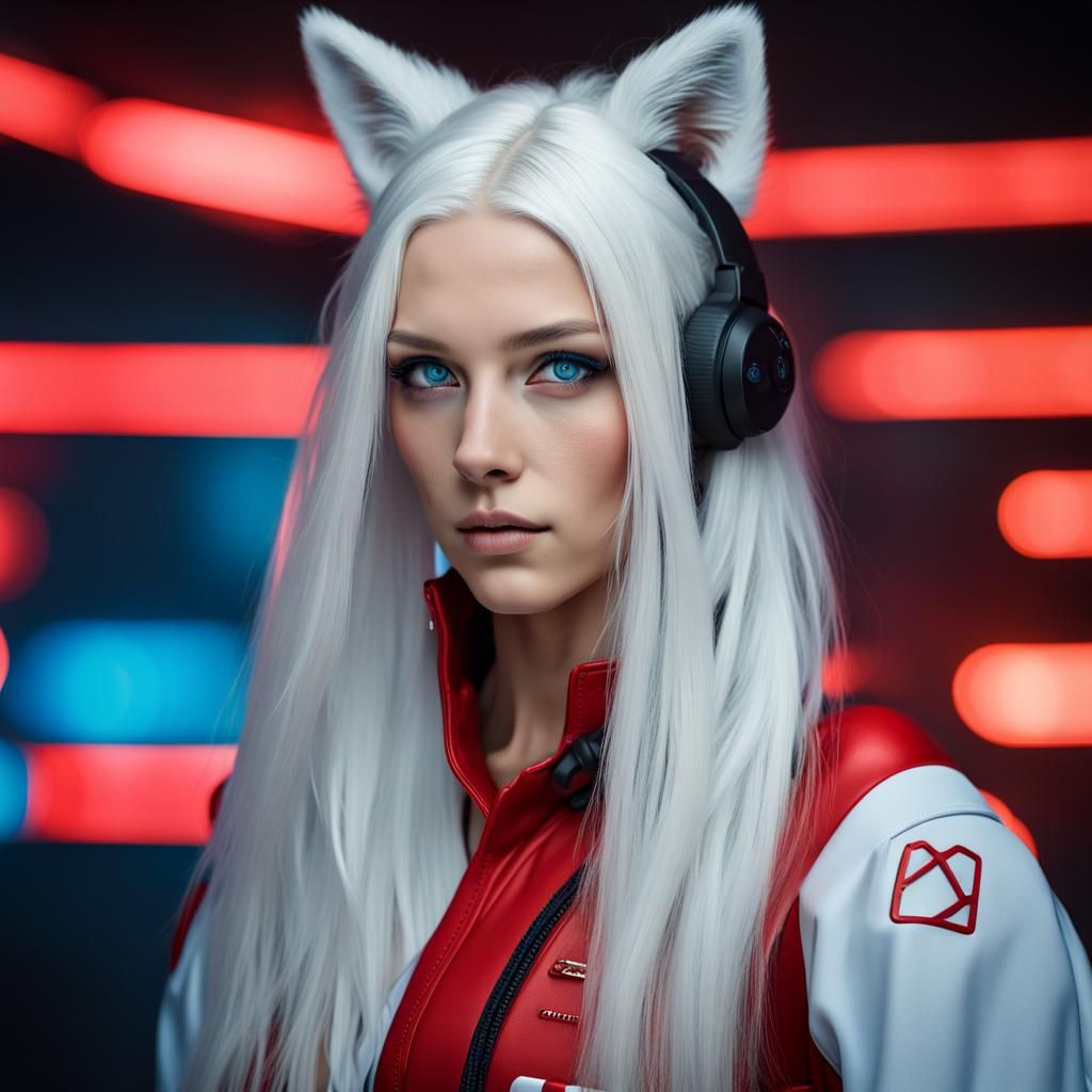 Cyberpunk Anime Fox Girl Portrait in High Quality
