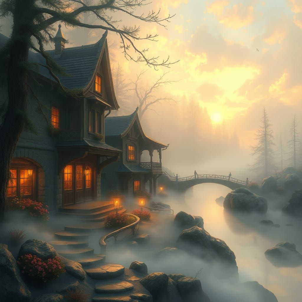 Ethereal Fantasy Landscape with Mystical Glow