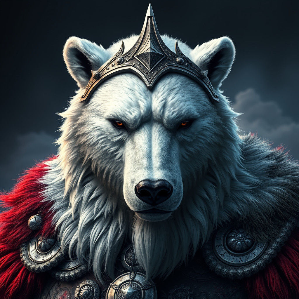 Polar Bear Viking Hybrid Portrait in 8k