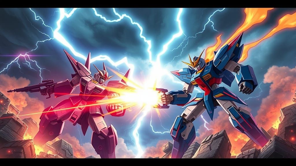 Mecha Duel in Thunderstorm: Tempest vs Maelstrom