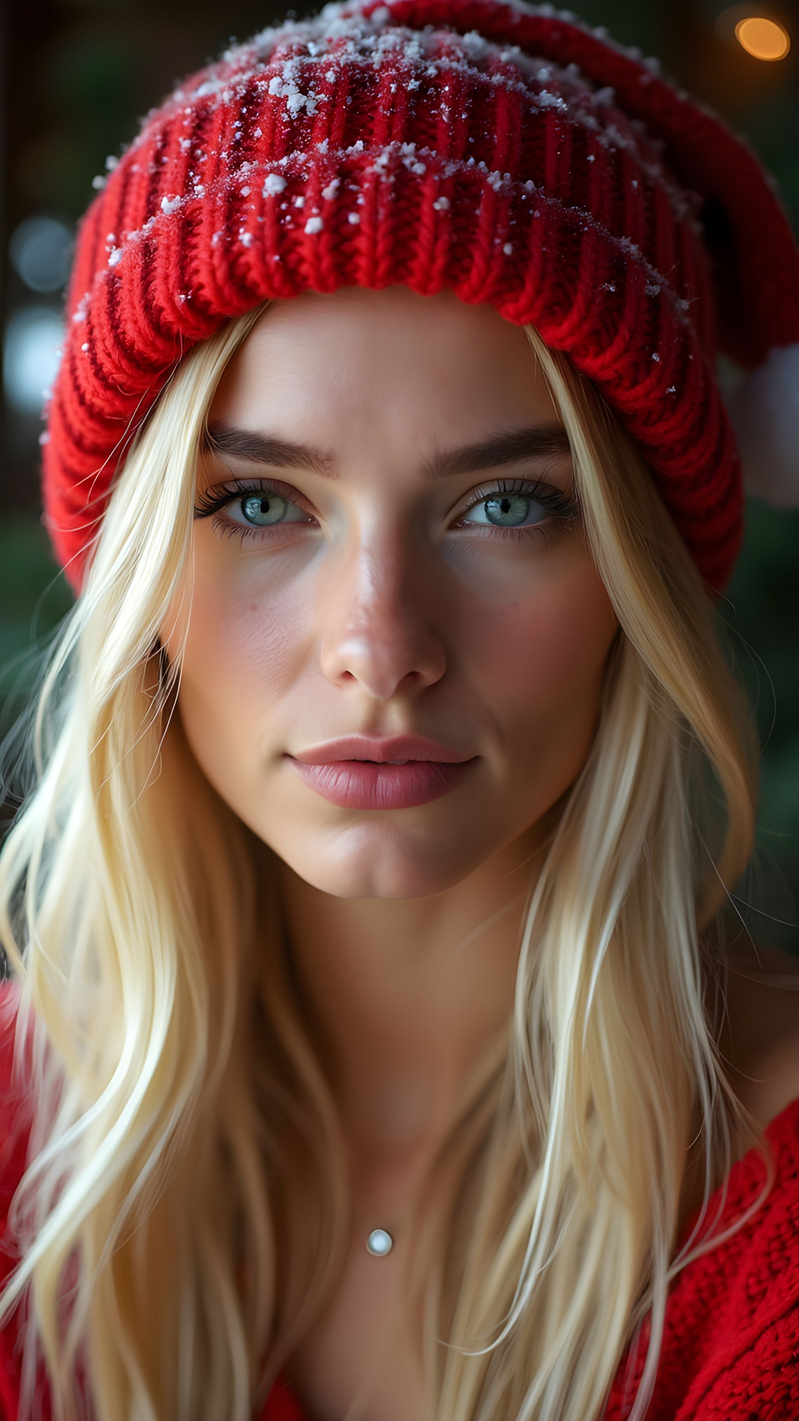 Confident Model Posing with Santa Hat