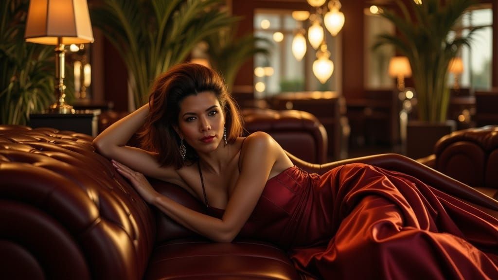 Glamorous Woman in Metallic Dress, Hyperrealistic Style