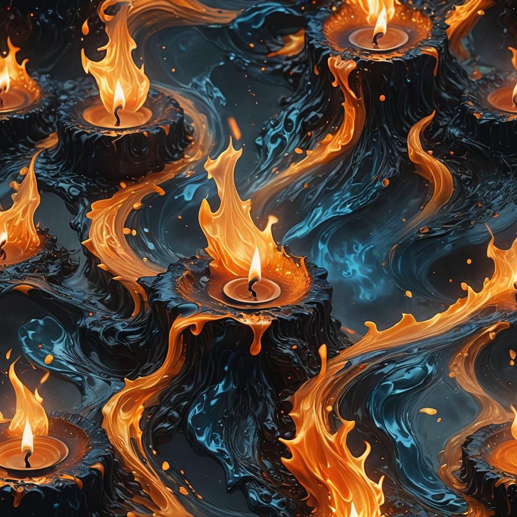 Fire and Water Candle with Black Flame