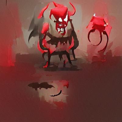 Stylized Concept Art of a Sad Demon