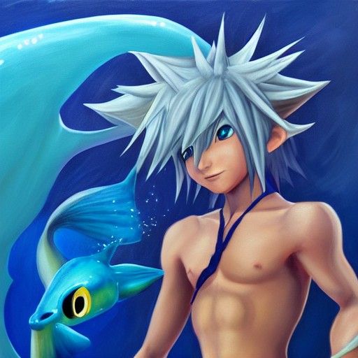 Sora as Merman: Kingdom Hearts Fantasy Art