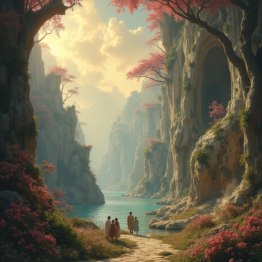 Surreal Fantasy Landscape with Hyperplaine Lens Effect