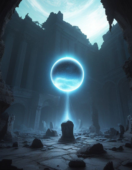Ethereal Orb Radiates Divine Glow Over Ancient Roman Ruins