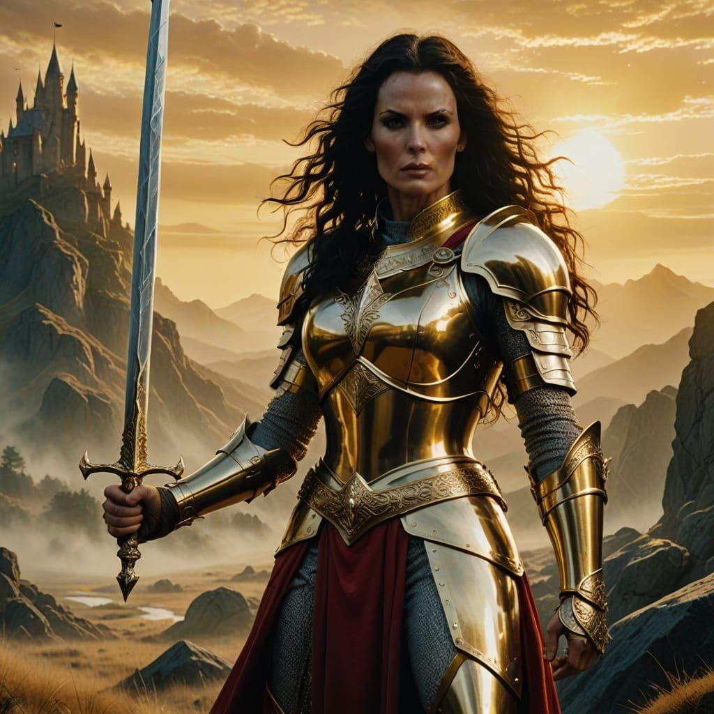 Heroic Julie Strain with Gleaming Excalibur