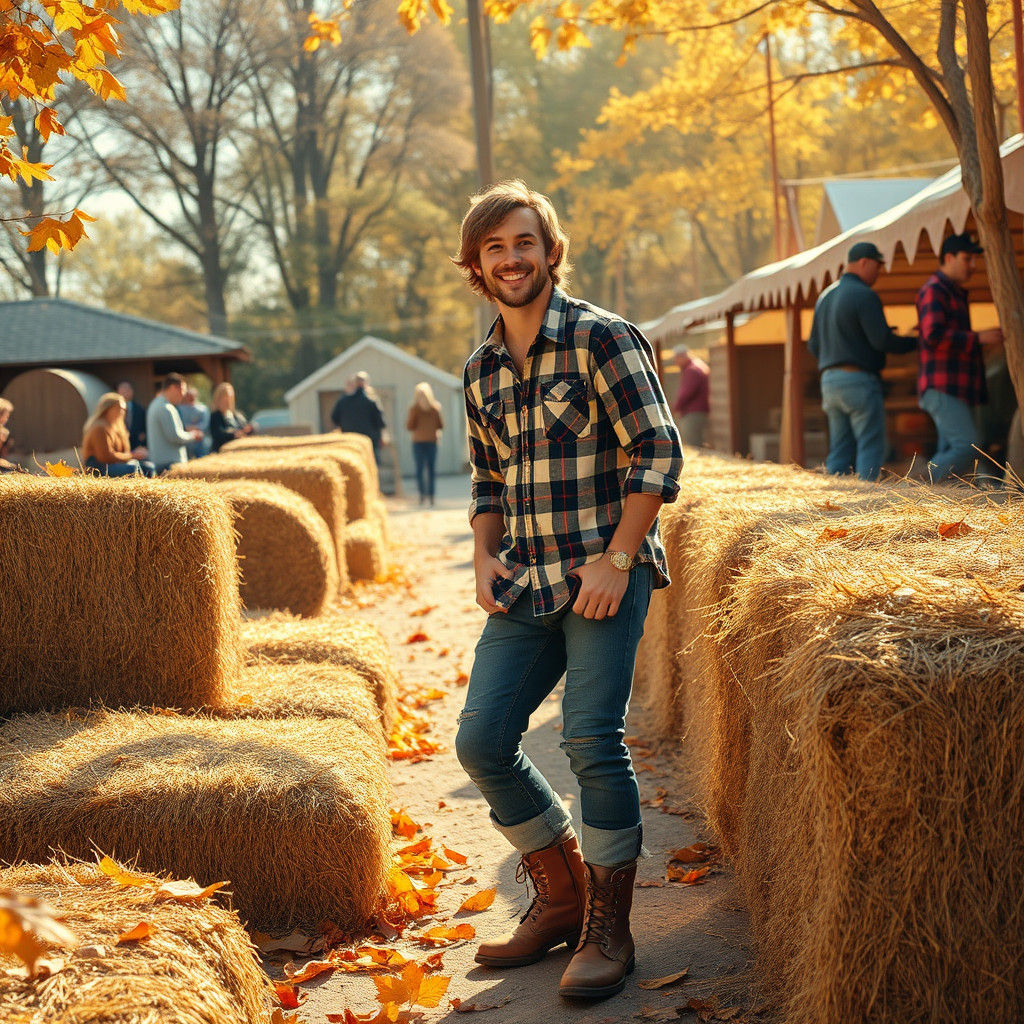 Harvest Festival Scene in Rural Realism Style