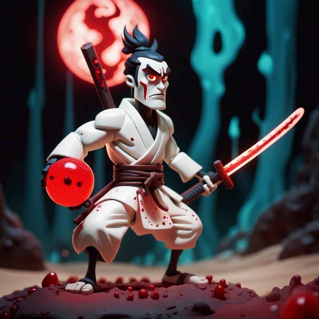 Claymation Samurai Jack Surfing Bloodstream: Macro Photograp...