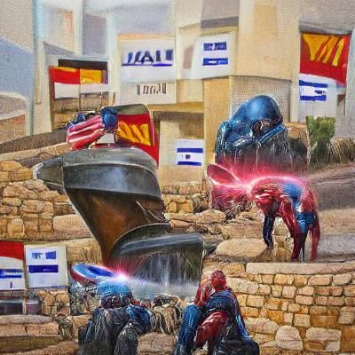 Israel Civil War Scene as Oil Painting