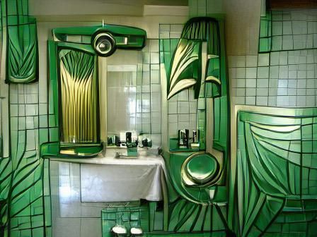 Green Art Deco Bathroom Design