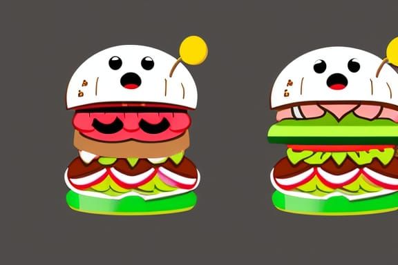 Cheerful Hamburger Cartoon Mascot for Fast Food