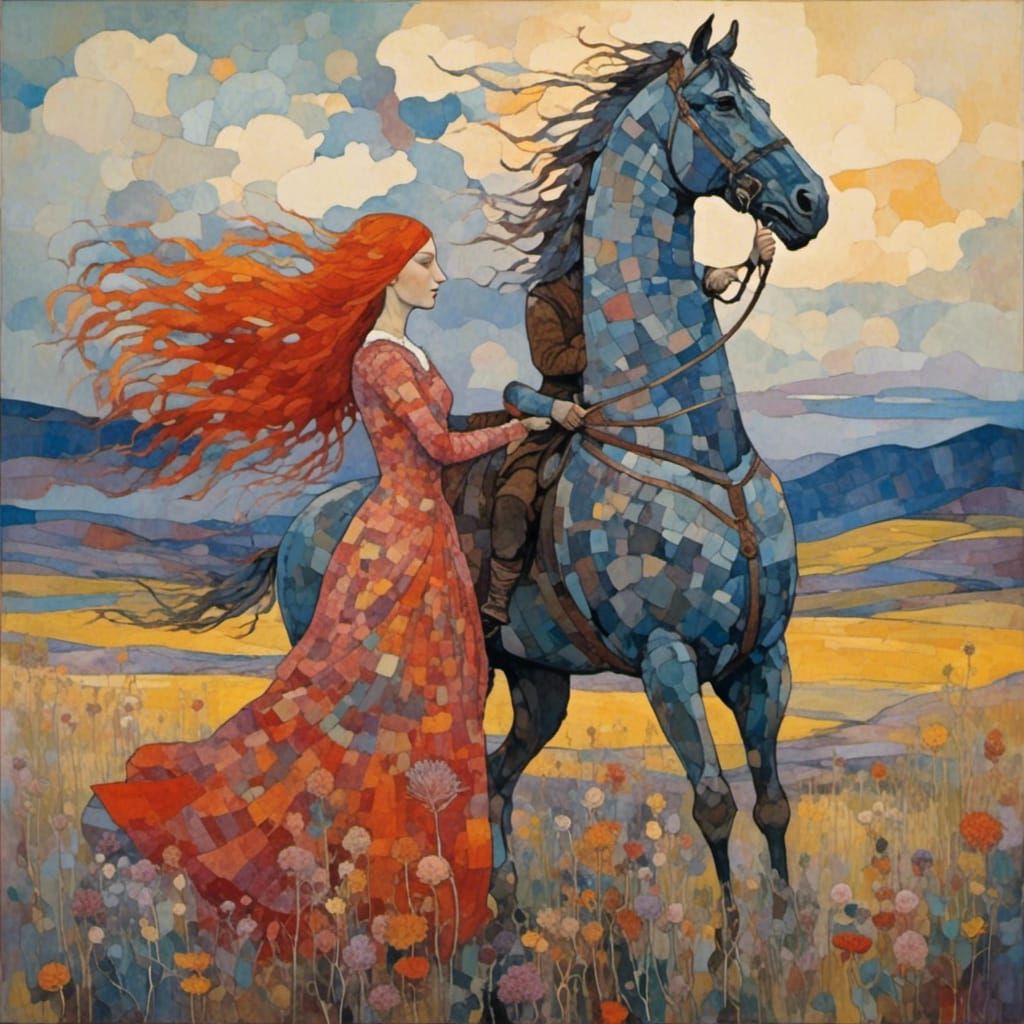 Magical Knight and Lady in Fantasy Art Style