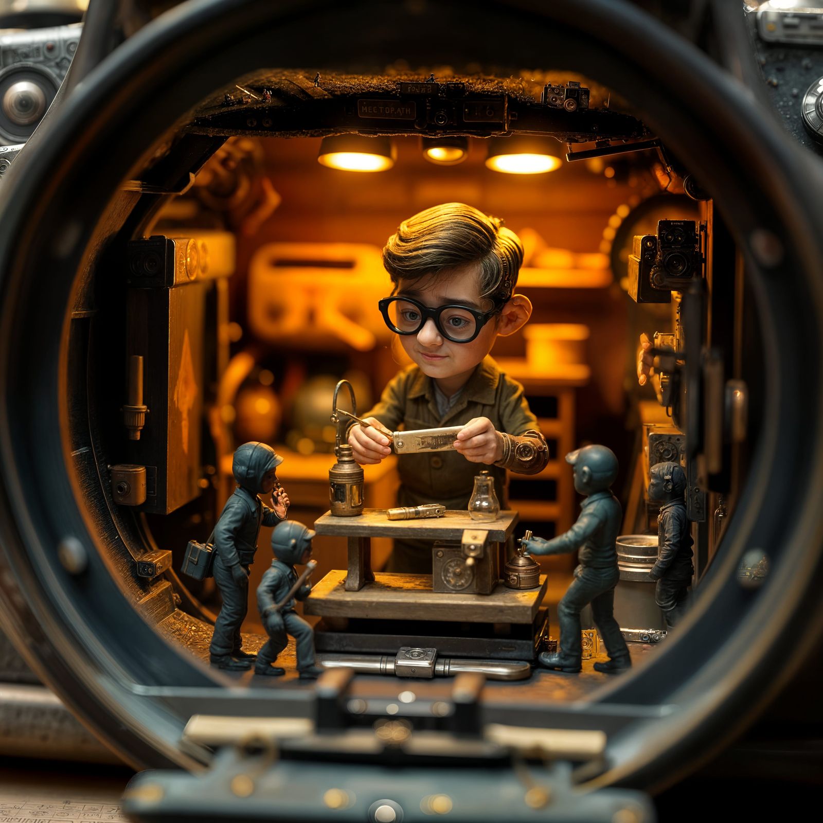 Whimsical Camera Interior: A Miniature Factory of Photograph...