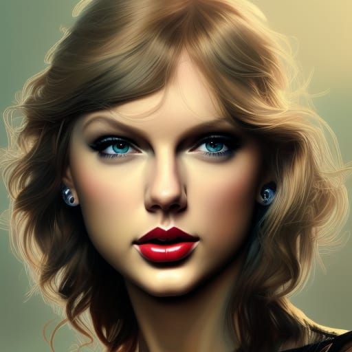 Taylor Swift Portrait with Glitter, Hyperdetailed Art